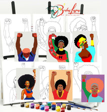 Juneteenth - Black History Month Painting Kit - 6 pc Canvas pack -  8 x 10 inches - 24 paint pots, 6 brushes, palette with instruction