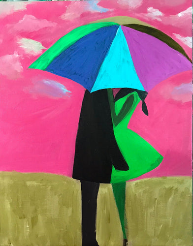 Lovers Under Umbrella DIY Sip and Paint Canvas - Valentine Paint Party