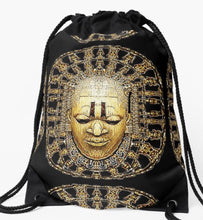 Benin African Mask - Ankara style Drawstring Bags