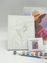 Lady in Hat with Locks - Boss Lady - DIY Predrawn Coloring Canvas - African Canvas